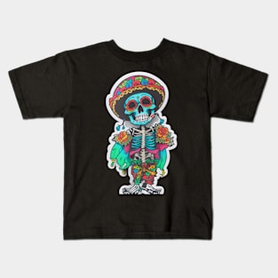 Cinco de Mayo skeleton art Kids T-Shirt